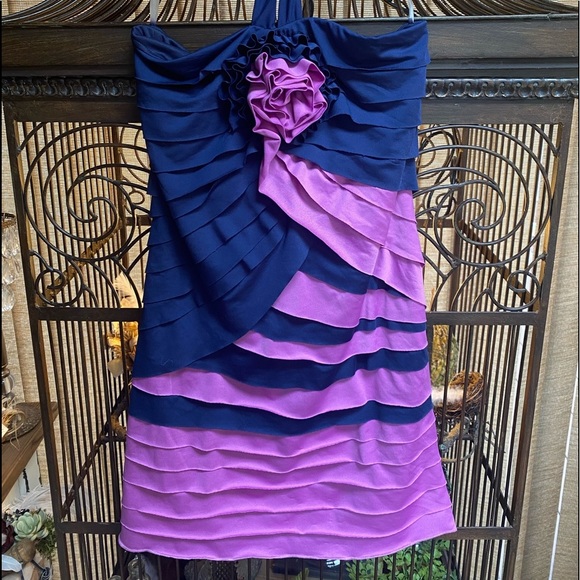 Sara Sara Purple Navy boho Halter Dress 14